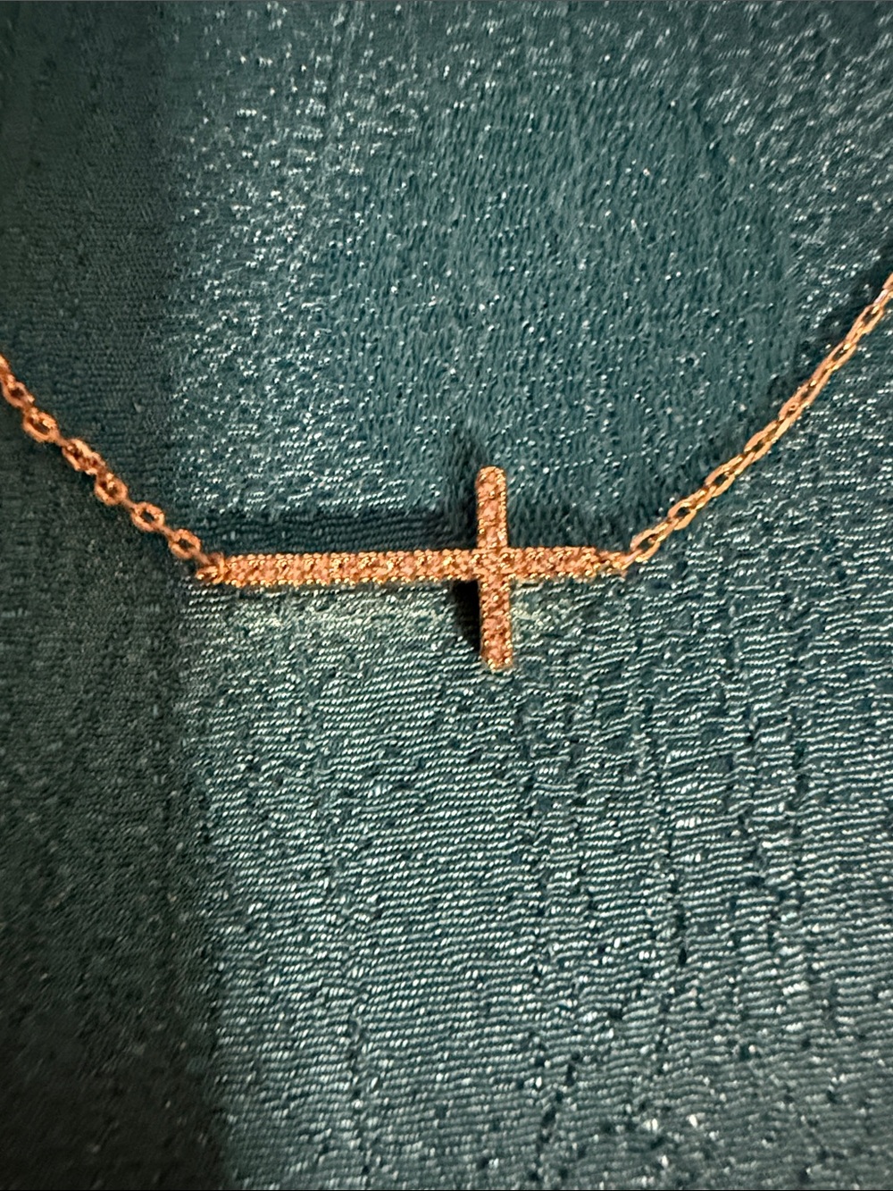 Dainty Rose Gold Sideways Cross Necklace - Elegant Sparkle